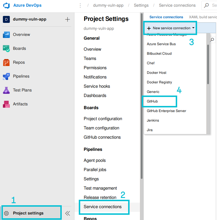 Creating a Github service connection in Azure