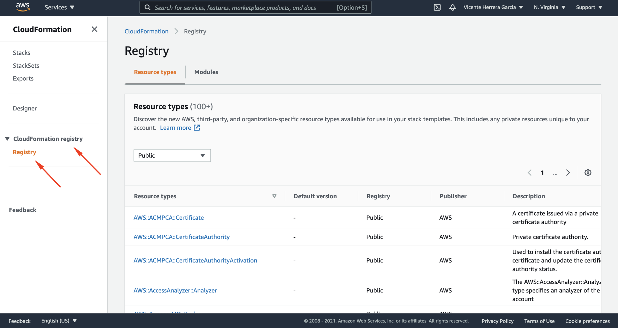 Accessing extensions from the AWS public cloud registry