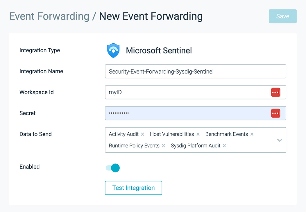 Sysdig and Microsoft Sentinel Setup