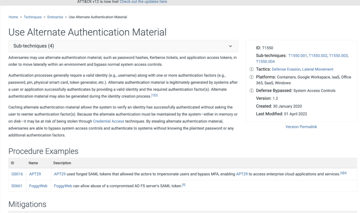 The framework Use Alternate Authentication Material 
